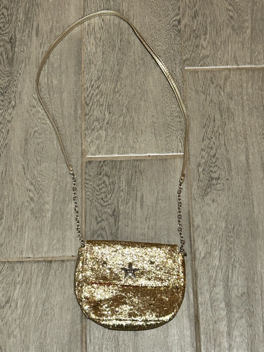 Gold Glitter Crossbody Bag - Women's Sparkle Shoulder Purse
